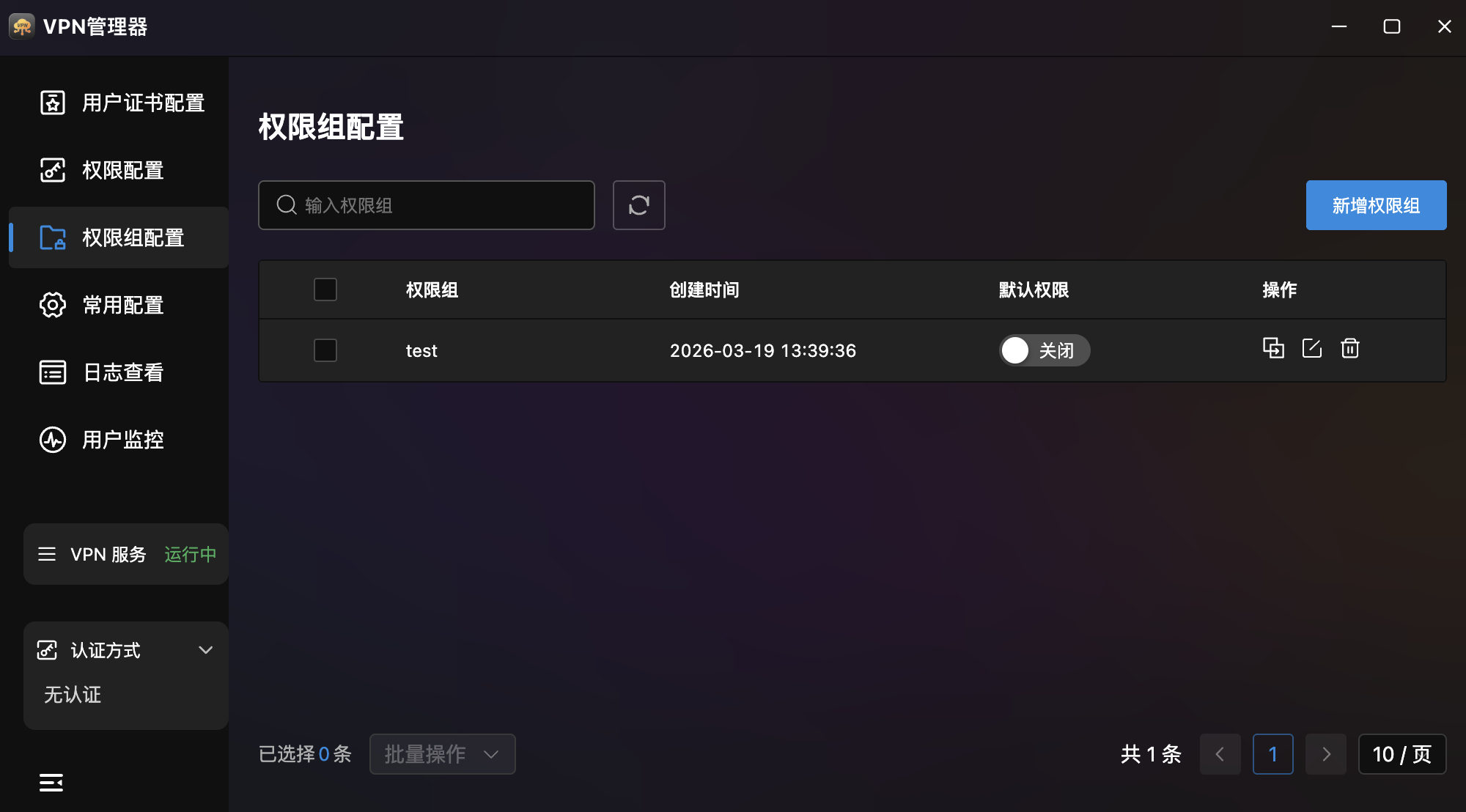 权限组配置